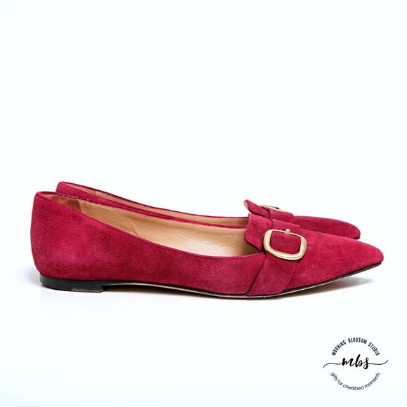 M. Gemi Suede Pointed Toe With Buckle Flats - Picture 1 of 15